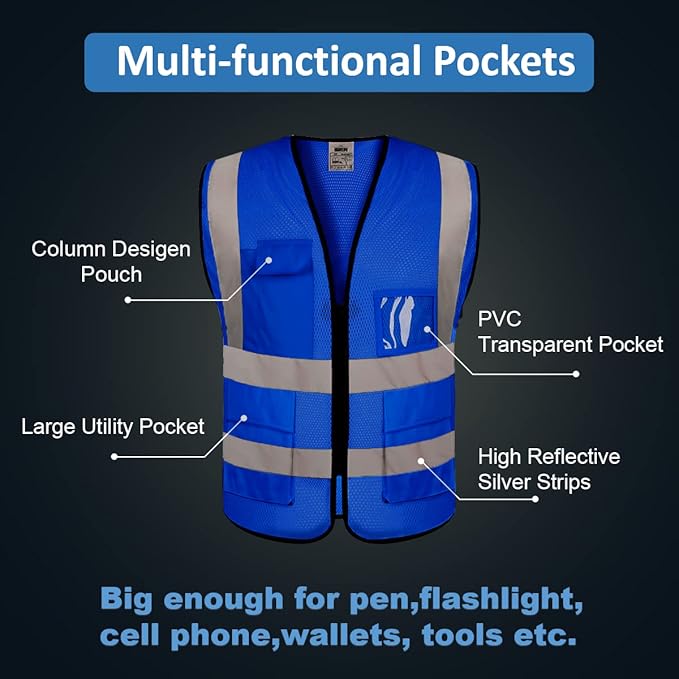 BeautyWill Custom Logo Safety Vest Class2 High Visibility Reflective Vest Breathable Construction Vest