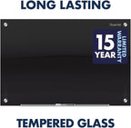 Quartet Magnetic Dry Erase Board, 36" x 24" Glass Whiteboard for Wall, Infinity, Black (G3624B)