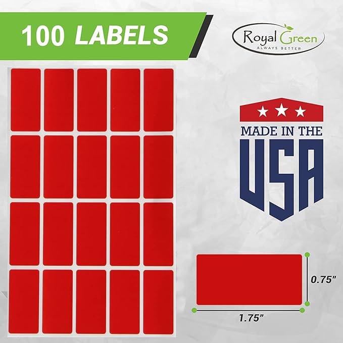 Royal Green Pink Rectangular Small tag Stickers 1.57inch x 0.75 inch - Colored File Folder Labels (40mm x 19) - 100 Pack