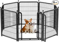 36 inch High, 8 Panels Total 17.7 Ft(L) Tall Garden Fence for Dogs, Wide Door Low Threshold Temporary Fence, Fencing for Garden Beds, Dog Fence Outdoor for Yard