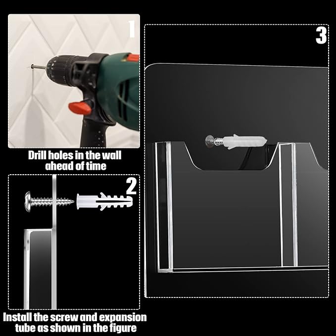 Eersida Acrylic Brochure Pamphlet Holder Brochure Display Stand Business Tri Fold Multi Slot Holder Rack Wall Mount Clear Pocket Space Saver for Flyer Literature Menu Advertise