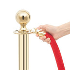 8 Pcs Stanchions with Red Velvet Ropes Set, 4 Red Velvet Ropes and 8 Stainless Steel Posts with Base, Runner Poles for Red Carpet Party Decoration Crowd Control Barriers (Golden)