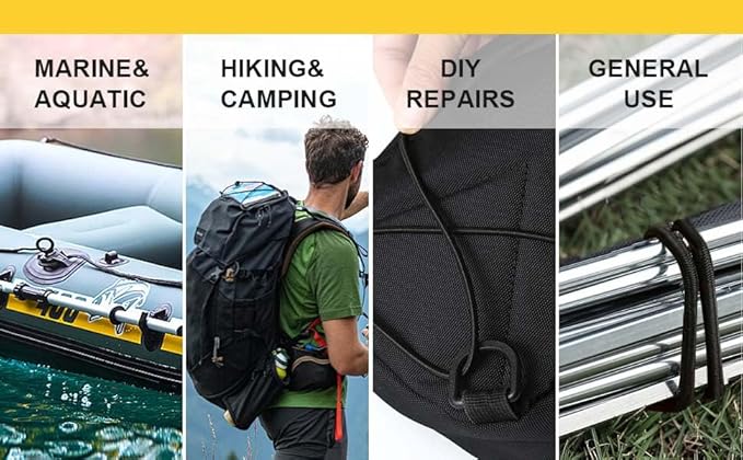 Strong and Durable Bungee Cord Roll - 1/8" x 100ft Elastic Cord, Kayak Stretch String Rope, Bungee Shock Cords for Repairing Tent Poles, DIY, Tie Downs, Black