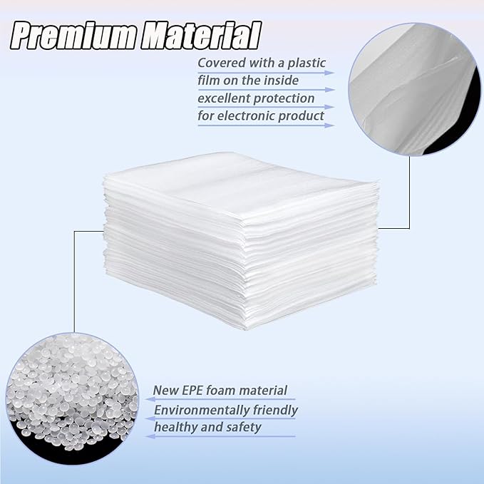 6''x8''Small Foam Pouches, 50PCS Cushioning Foam, Packing Supplies for Moving and Packing, Foam Pouches for Small Fragile Items/Electronic Products/Cosmetic Products/Jewelry/Glasses/Cups.