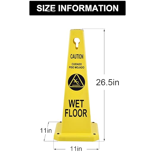 OrangeStar 8-Pack Wet Floor Caution Cones, Yellow Four Sided Bilingual Warning Message Safety Traffic Cones with Heavy Rubber Base for Indoor/Outdoor Use