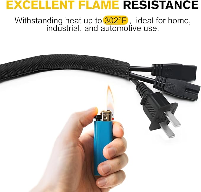 Cord Protectors from Pets No Chew, Ultra Durable Wire Protector Cord Covers for Pets, Flexible Cable Sleeve Cord Management for TV/Computer/Electric Wires/Phone Charging Cables (3/8"-10Feet)