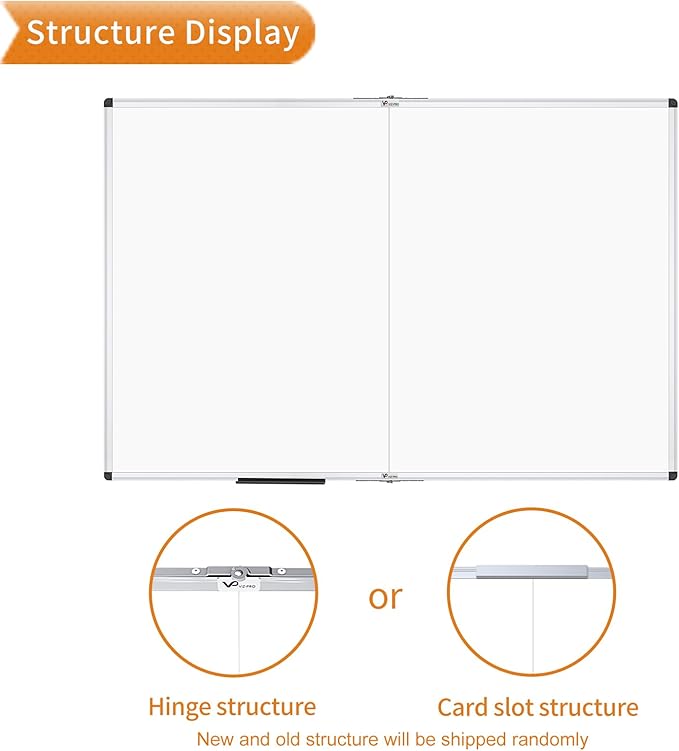 VIZ-PRO Magnetic Dry Erase Board, 96 X 48 Inches, Foldable Wall-Mounted Whiteboard with Silver Aluminum Frame & Marker Tray for School Office and Home 8' X 4'