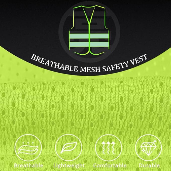 BeautyWill Custom Logo Safety Vest Mesh High Visibility Reflective Vest Customized Logo Utility Zipped Pockets Construction Workwear （Yellow,M）
