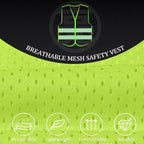 BeautyWill Custom Logo Safety Vest Mesh High Visibility Reflective Vest Customized Logo Utility Zipped Pockets Construction Workwear （Yellow,M）