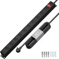 KF 10 Outlet Heavy Duty Power Strip with Surge Protector 2100J,15A/1875W Wall Mount Design, 8FT Extension Cord & Safety Switch for Home Office, Workshop, Gaming Setup, Studio - Black