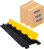 Kable Kontrol Atlas Cable Protector Wire Ramp - 2 Channel Bulk Wholesale Pallet - 80 Pcs - 39" Long Black & Yellow - 20,000 Lbs Load Capacity - Rubber Speed Bump Wire Protector Cord Cover - CP9972