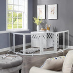 unipaws 144" Extra Wide Dog Gate and Pet Playpen, Free Standing Tall Dog Fence with Walk Through Door, Barriers for Home, Use as Indoor Dogs Cats Pen, Rabbit Pen, White