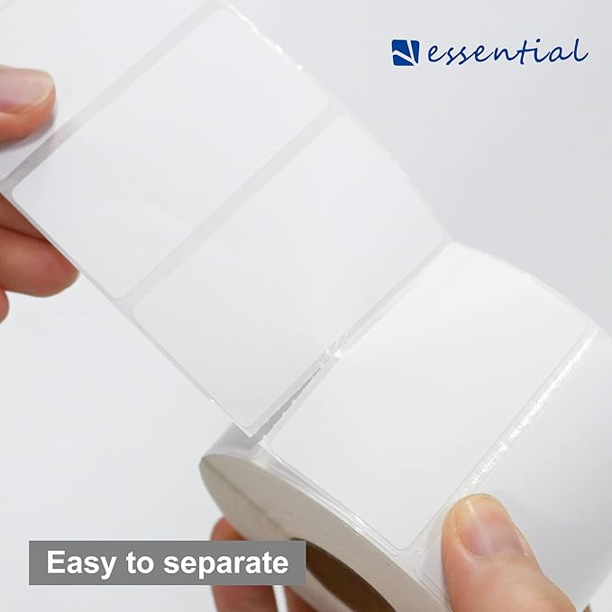 ESSENTIAL 2.25"x 1.25" (57mm ×32mm) White Direct Thermal Barcode Labels, Shipping Labels, Compatible with Zebra & Rollo Label Printer, 1000 Labels of Roll (1 Roll)