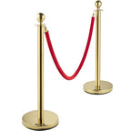 VEVOR Stanchions and Velvet Ropes 4Pcs, Solid Base with Stainless Steel Post, 5ft Red Velvet Ropes and Posts, Crowd Control Barriers Gold Stanchions, Red Carpet Runner Poles for Party Supplies