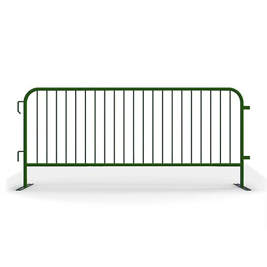 Angry Bull Barricades Heavy Duty Crowd Control Metal Interlocking Barricade with Flat No-Trip Feet - 8.5 Foot (Green) (10)