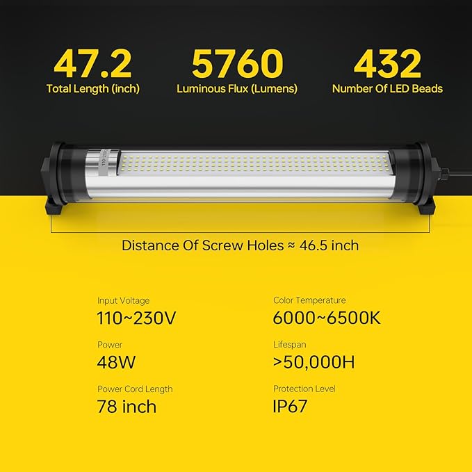 IP66 48w Explosion Proof Lights LED Machine Light Work Tube Industrial Lighting for CNC Machine 220V (48w)
