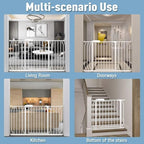 ALLAIBB Extra Wide Pressure Mount Baby Gate Auto Close White Metal Child Dog Pet Safety Gates with Walk Through for Stairs,Doorways,Kitchen and Living Room (71.65-85.03"/182-218cm)