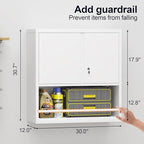 GREATMEET 31" H Metal Cabinets with Doors and Shelves, Lockable Storage Cabinet, Wall Cabinet Storage for Kitchen, Dining Room,White