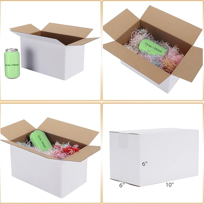 Calenzana 10x6x6 Shipping Boxes Set of 40, White Corrugated Cardboard Box for Mailing Packing Gifts Small Business