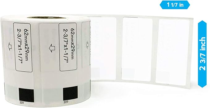 Buhbo Compatible Refill Replacement Label for Brother DK-1209 2-3/7" x 1-1/7" Small Address and Barcode (8 Pack / 800 Labels Per Roll)