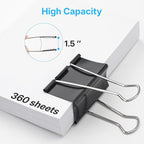 OWLKELA 3 Inch (6 Pcs) Jumbo Binder Clips, Extra Large Black Paper Clamps for Home, School and Office Supplies