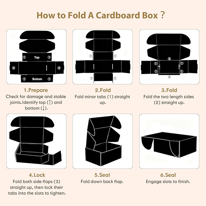 9x6x4 inches Shipping Boxes Set of 25, Small Corrugated Cardboard Box, Literature Mailer, Gift Boxes (Black, 9x6x4)