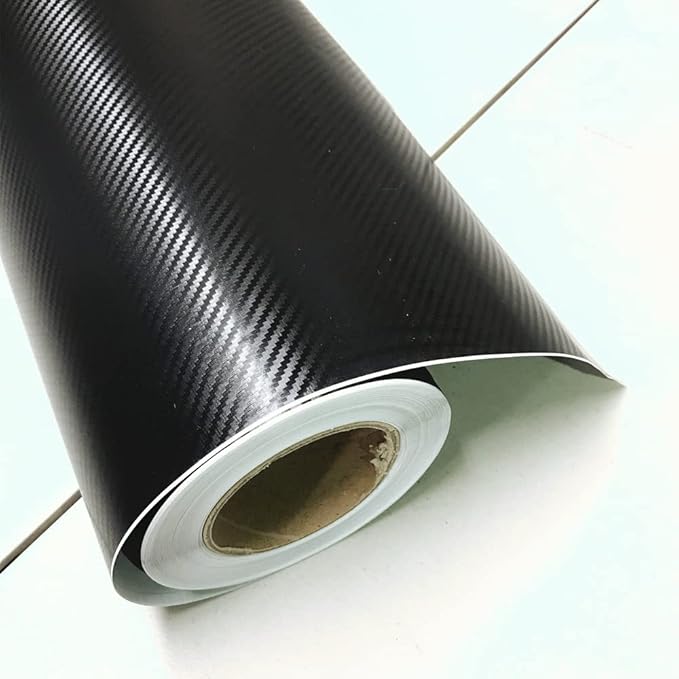 3D Carbon Fiber Film Twill Weave Vinyl Sheet Roll Wrap (72" X 60", Black)
