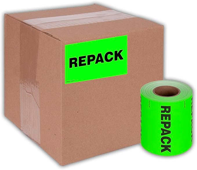 Kenco 3" X 5" Repack Fluorescent Shipping Label Stickers for Shipping and Packing - 500 Adhesive Labels Per Roll (10 Pack)