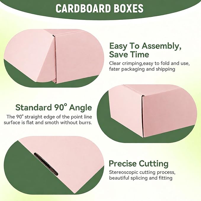 10 Pack 12"x9"x4" inch Shipping Boxes Pink Corrugated Cardboard Box for Small Business, Mailer, Shipping, and Packing