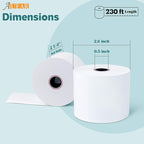 AUEAR, Thermal Cash Register POS Paper Rolls, 2 1/4" x 230' - BPA Free (200 Pack)