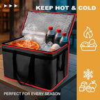 mosago Insulated Food Delivery Bag - Reusable Thermal Cooler Grocery Bags for Catering&Delivery, Pizza Carrier for Events, Large Capacity Bag Keeps Food Hot/Cold, Commercial (Black with Red Trim, 1PK)