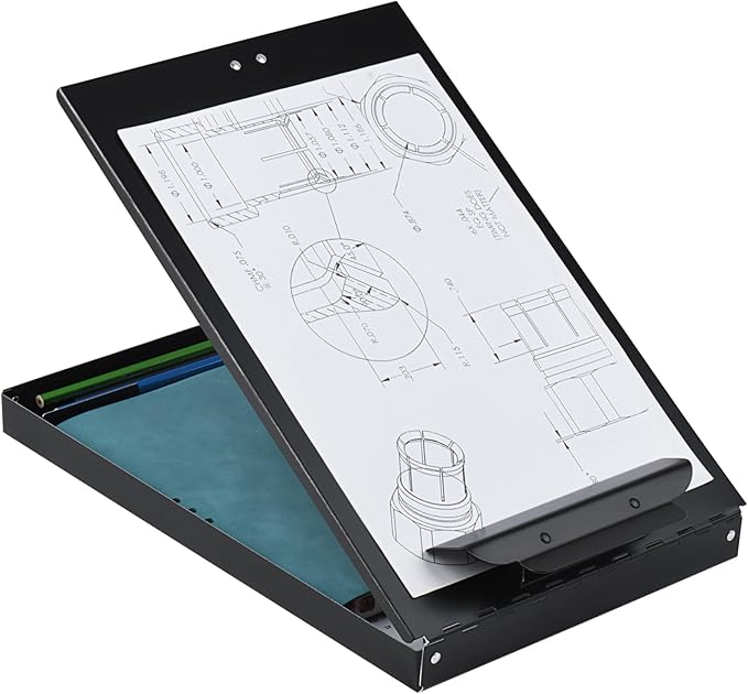 ZCZN Aluminum Clipboard with Storage, 6 Pack Recycled Metal Clipboard Box, Form Holder, Suitable for School, Office, Jobsite or Medical Staff, 9.25 x 13.78 Inches, Black