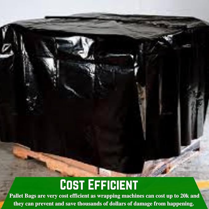 Farm Plastic Supply - Black Pallet Covers - 3 Mil - (55" x 53" x 75") - Heavy Duty Construction Grade Strength Pallet Bags, Pallet Covers, Polyethylene Pallet Bags, and Pallet Storage (50 Pack)