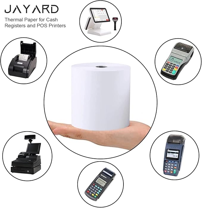 Jayard 2-1/4"X50' Thermal Paper Rolls For Credit Card - Cash Register Rolls - Premium Register Tape Pos Thermal Printer Paper (500 Rolls)