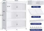 720QT Extra Large Stackable Storage Bins with Lid, 180Gal Plastic Closet Organizers and Storage Drawer, Collapsible Cabinet Box with Wheels Clear Doors for Home Kitchen Office, 3Pack White