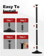 RoadHero Plastic Stanchion Post, Black Velvet Ropes and Poles with Weighted Base, Ropes Safety Barriers for Crowd Control, Party and Movie Theater, 4 PCS