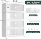 480QT Extra Large Stackable Storage Bins with Lid, 120Gal Collapsible Closet Organizer Box with Wheels, Folding Plastic Storage Cabinet with Doors for Home Kitchen Office Dorm, 4Pack White
