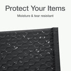 Quality Park Bubble Mailers, 4 x 8 Shipping Envelopes, Self-Seal, Small Black Padded Envelopes, Redi-Strip Peel Off Closure, 50 Per Box (1002352)
