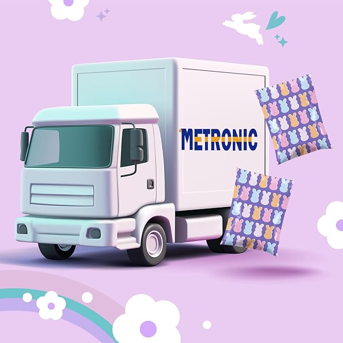 Metronic Poly Mailers 10x13 Inch 100pc, Easter Rabbit Bags for Shipping, Self-Adhesive Shipping Envelopes for Small Business, Waterproof Mailers Poly Bags for Shipping, Packaging Mailing Bags Bunnies