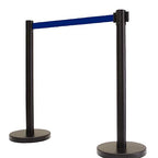 VIP Crowd Control Retractable Belt Stanchion Queue Safety Barrier Set,36" Ht, 78" Blue Belt + Wall Bracket (6 Posts+WBracket)