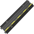 Happybuy 3 Pack of 2 Channel 11000lbs per Axle Capacity Protective Wire Cord Ramp Driveway Rubber Traffic Speed Bumps Cable Protector