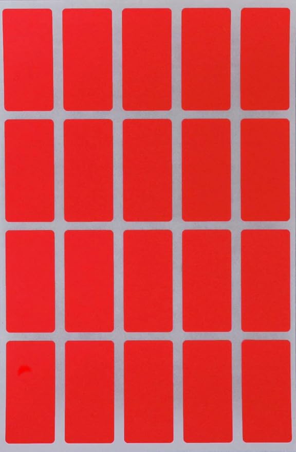 Royal Green Rectangle Shape Sticker tabs 1.57 inch x 0.75 inch Neon Red Colored File Stickers (40mm x 19) - 100 Pack