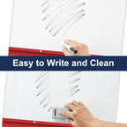 TSJ OFFICE Mobile Whiteboard Magnetic - 40 x 26 Inches Dry Erase Board on Wheel with Stand Flipchart Easel Height Adjustable,Red