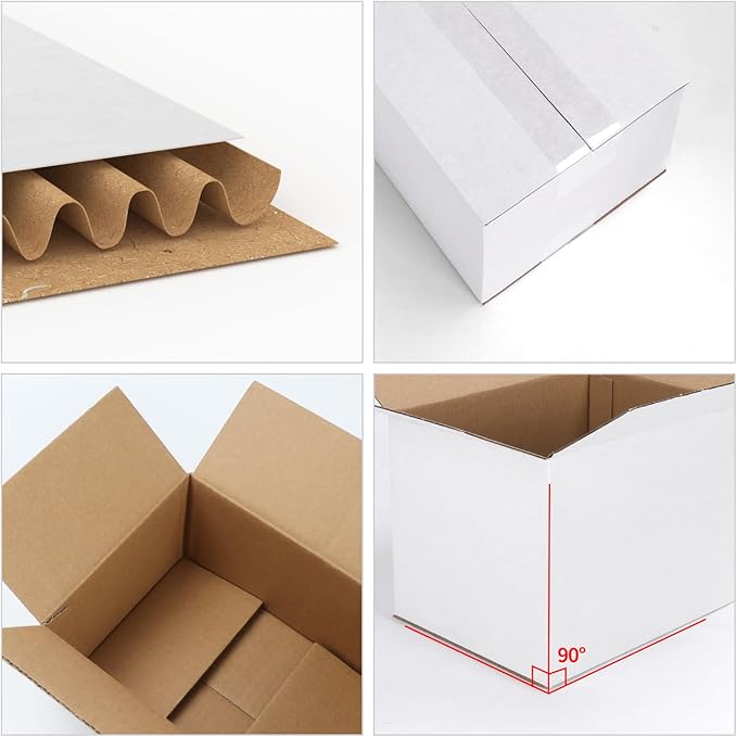 25 Packs Small Shipping Boxes 7x4x4 Inches, White Corrugated Cardboard Box for Shipping, Packing, Business, DIY