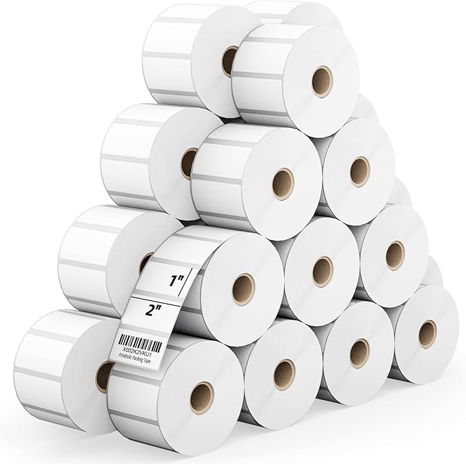 24 Rolls 2" x 1" Direct Thermal Labels for Barcodes Postage Address Shipping Labels Compatible with Rollo & Zebra Desktop Printers Adhesive - 1300 Labels/Roll
