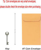 200PCS #7 Coin Envelopes 3.5x6.5 inches Brown Kraft Envelopes Classic Small Parts Gummed Flap for Coins, Cash, Credit Cards, Seeds