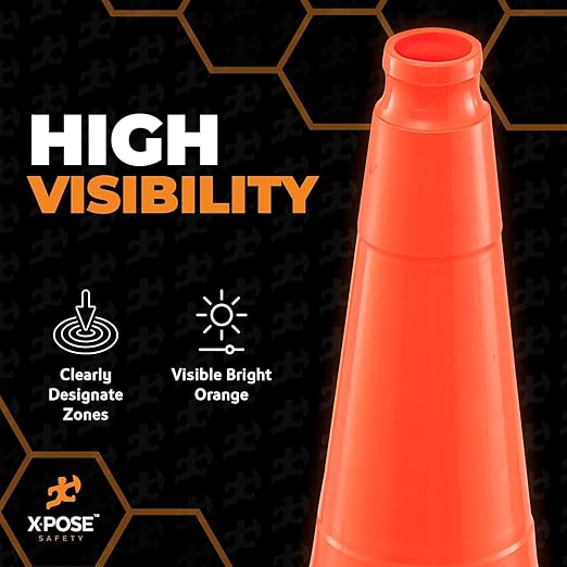 Xpose Safety 36 Inch Orange Traffic Cones Heavy Duty 12lb, Bulk Full Pallet 243-Pack - Multipurpose PVC Plastic Safety Cone for Parking, Soccer, Caution, Kids and Construction - DOT Approved