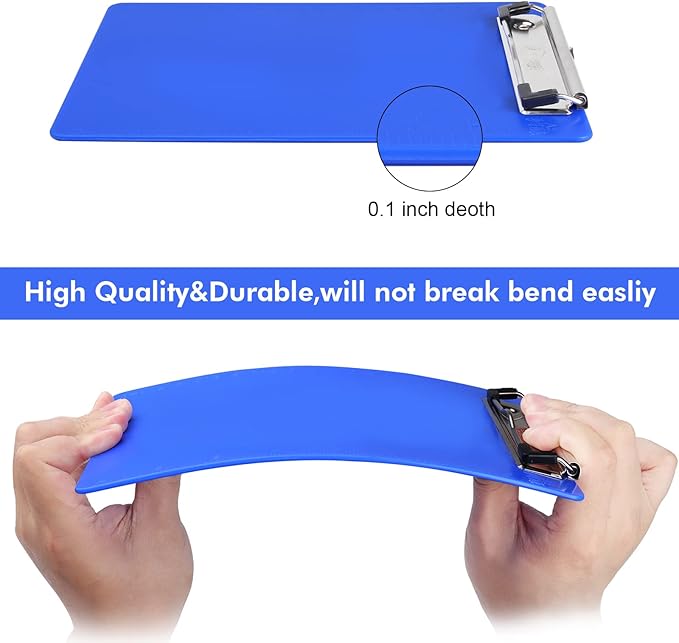 Blue Plastic Clipboard with Pen Holder,Nursing Clipboard Standard Letter A4 Size,Thickened Clip Boards 8.5x11,Hanging Clipboards for Men Kids Students Office School Home Work