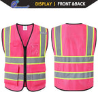 Safety Vest for Men Women,Mesh High Visibility Construction Work Vest with Reflective Strips,Meets ANSI/ISEA Standards(EK175-Mesh-Hot Pink-XL)