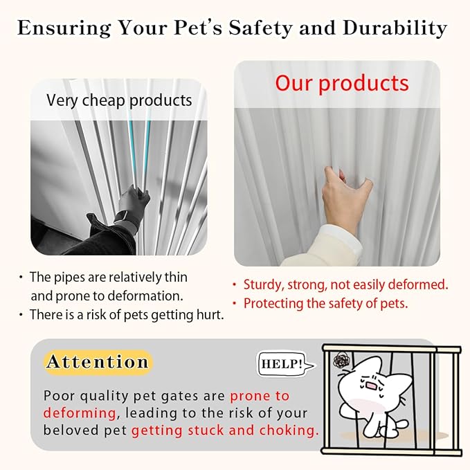 Lumizone Extra Tall Cat Gate 61.02" High Pressure Mounted Extra Wide 2025 New (17 Sizes) 1.37" Gap No Drilling Auto-Close One-Handed Operation Tall Pet Gate for Dogs(White, 61.02" H x 55.12"-59.44" W)